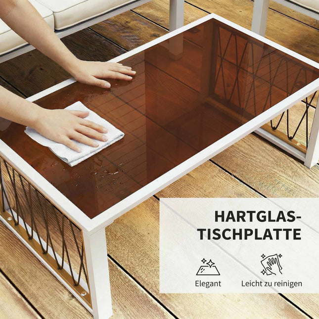 4-teiliges Rattan-Loungeset für den Außenbereich mit Kissen