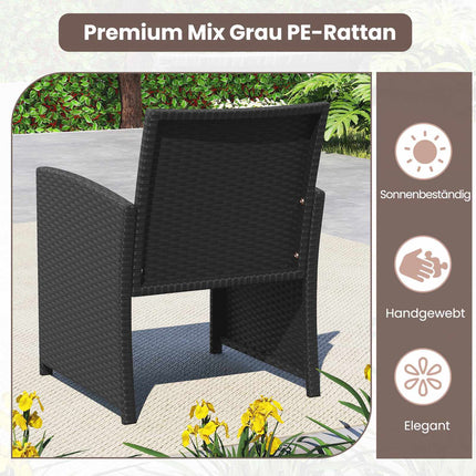 4-Piece Rattan Patio Set with Glass Coffee Table