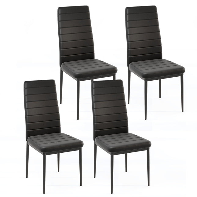 4er-Set Esszimmerstühle, Kunstleder, ohne Armlehnen, Schwarz