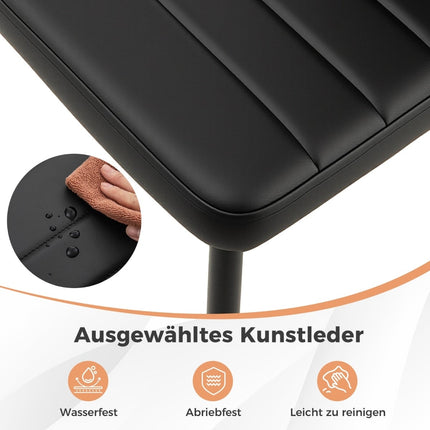 4er-Set Esszimmerstühle, Kunstleder, ohne Armlehnen, Schwarz