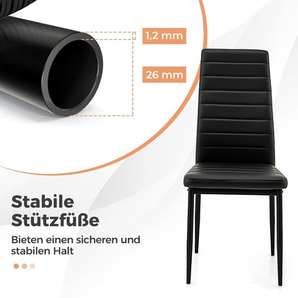 4er-Set Esszimmerstühle, Kunstleder, ohne Armlehnen, Schwarz