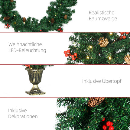 LED-Weihnachtsdekorationsset – Baum, Kranz, Girlande