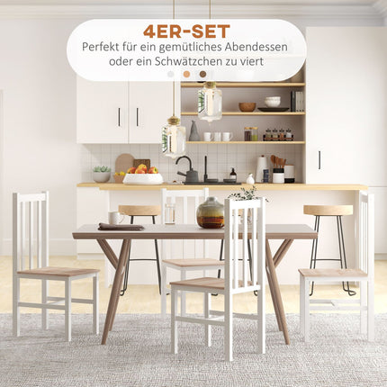 4-Piece Solid Wood Dining Chairs, Modern Design, Natural