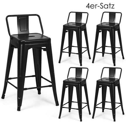 4er-Set stapelbare Metall-Barhocker, 62 cm Sitzhöhe