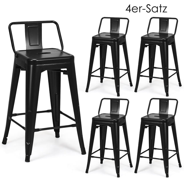 4er-Set stapelbare Metall-Barhocker, 62 cm Sitzhöhe