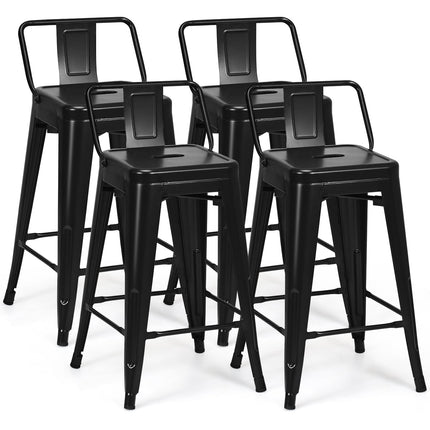 4er-Set stapelbare Metall-Barhocker, 62 cm Sitzhöhe