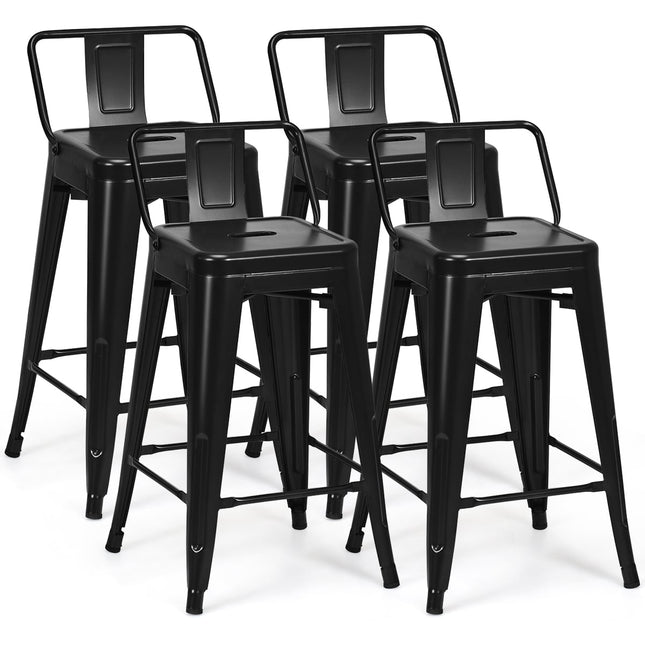 4er-Set stapelbare Metall-Barhocker, 62 cm Sitzhöhe