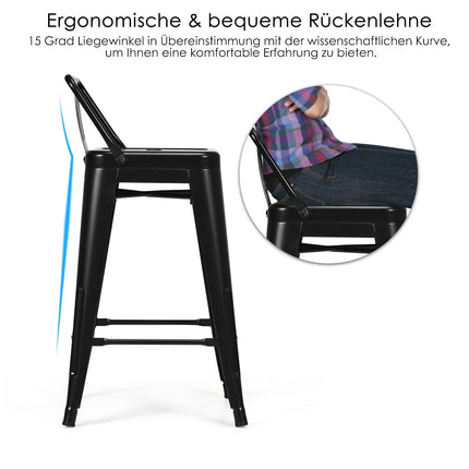 4er-Set stapelbare Metall-Barhocker, 62 cm Sitzhöhe