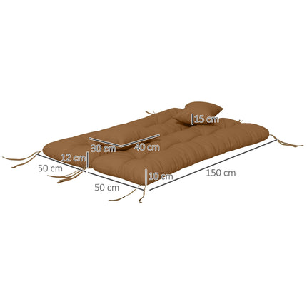 4-teiliges wasserabweisendes Sitzkissen-Set, 150x50 cm, Hellbraun