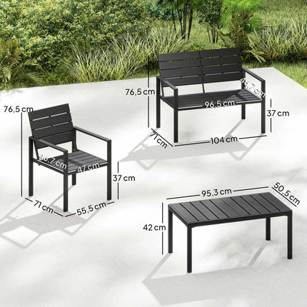 4-teiliges wetterfestes HDPE-Terrassenmöbelset