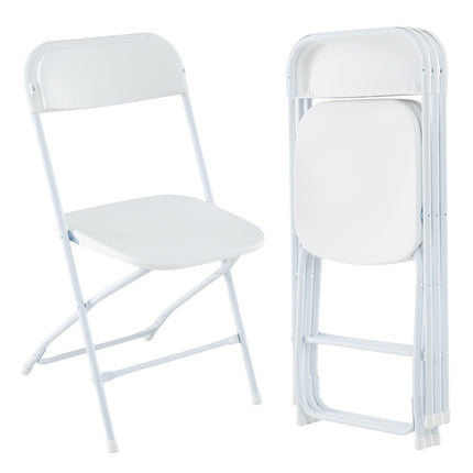 4er-Set weiße Klappstühle, Metallrahmen, PP-Sitz