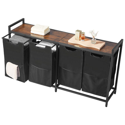 4-Section Laundry Sorter with Tabletop, Pull-Out Bags