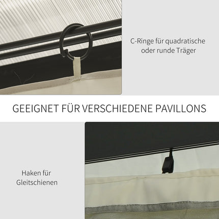 Beige 3x3M Gazebo Side Panels - Set of 4, Polyester