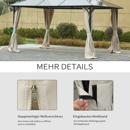 Beige 3x3M Gazebo Side Panels - Set of 4, Polyester
