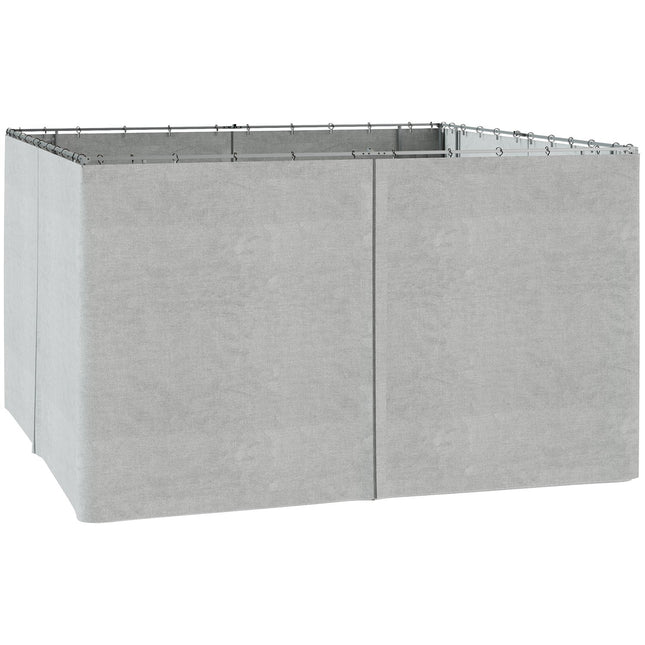 Pavillon-Seitenwände, hellgraues Polyester, 3x4m, 4er-Set