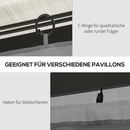 Gazebo side panels, light gray polyester, 3x4m, set of 4