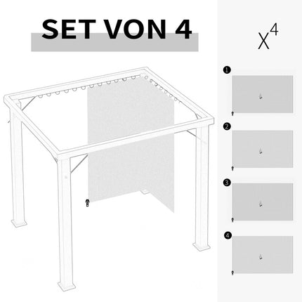 Gazebo side panels, light gray polyester, 3x4m, set of 4