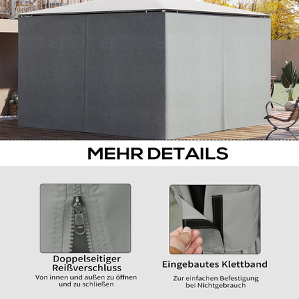Gazebo side panels, light gray polyester, 3x4m, set of 4