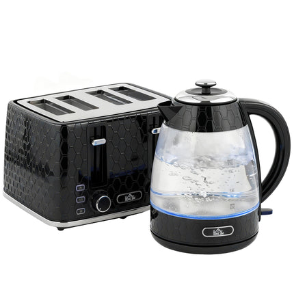 4-Slice Toaster & 1.7L Fast Boil Kettle Set, Black