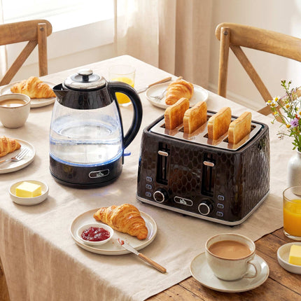 4-Slice Toaster & 1.7L Fast Boil Kettle Set, Black