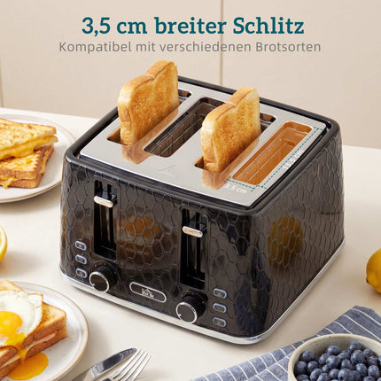4-Slice Toaster & 1.7L Fast Boil Kettle Set, Black
