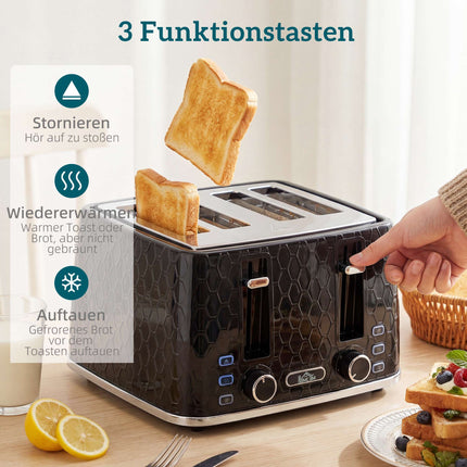 4-Slice Toaster & 1.7L Fast Boil Kettle Set, Black
