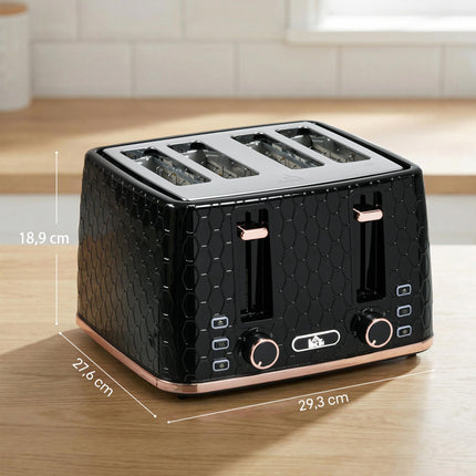 4-Slice Toaster, Black, 7 Browning Levels, Easy Clean