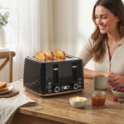 4-Slice Toaster, Black, 7 Browning Levels, Easy Clean