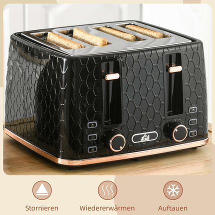 4-Slice Toaster, Black, 7 Browning Levels, Easy Clean