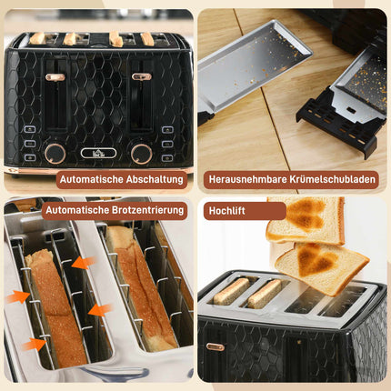 4-Slice Toaster, Black, 7 Browning Levels, Easy Clean
