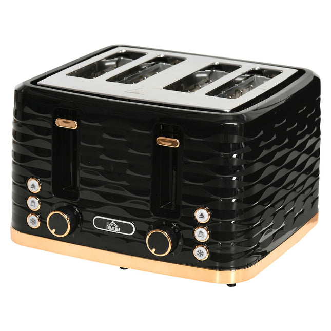 4-Slice Toaster, Wave Design, Multi-Function, Black