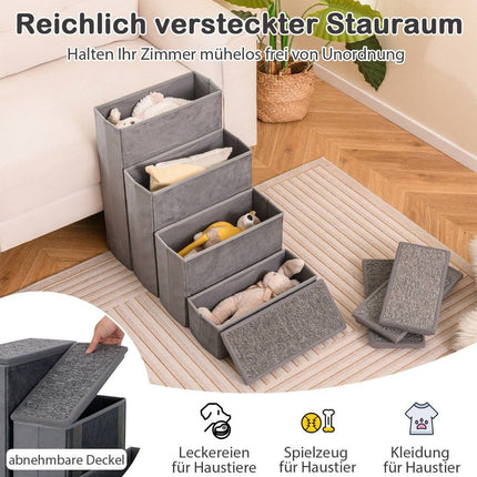 4-stufige Hundetreppe, rutschfeste, faltbare Hunderampe, tragbare Kletterleiter für Haustiere