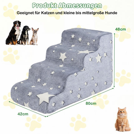 4-Step Foam Pet Stairs with Washable Flannel Cover, Gray