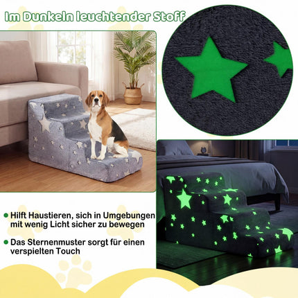 4-Step Foam Pet Stairs with Washable Flannel Cover, Gray
