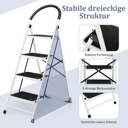 4-Stufen-Klappleiter, Stahl, Handlauf, 150 kg
