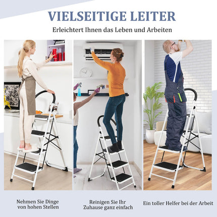 4-Stufen-Klappleiter, Stahl, Handlauf, 150 kg