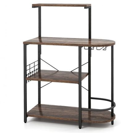 4-Tier Bakers Rack with Stemware Rack and 6 S-Hooks