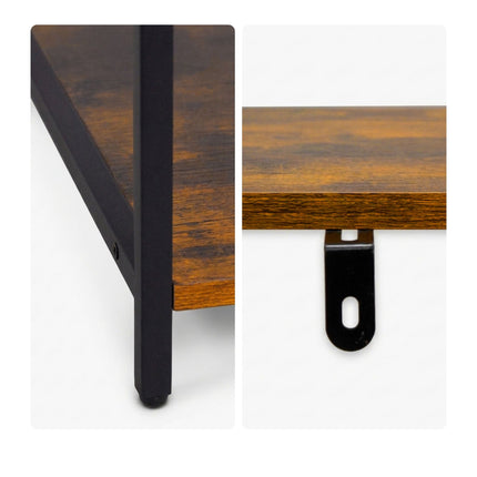 4-Tier Black Kitchen Shelf with Hooks – Metal & MDF
