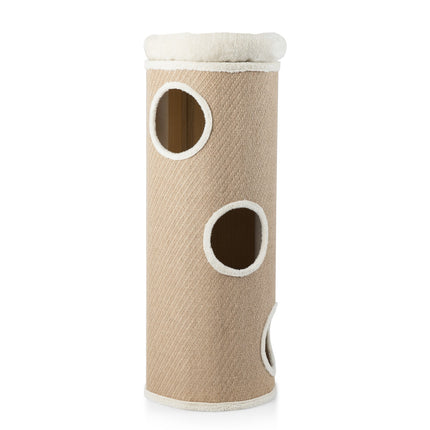 4-Tier Cat House with Removable Plush Bed, Brown
