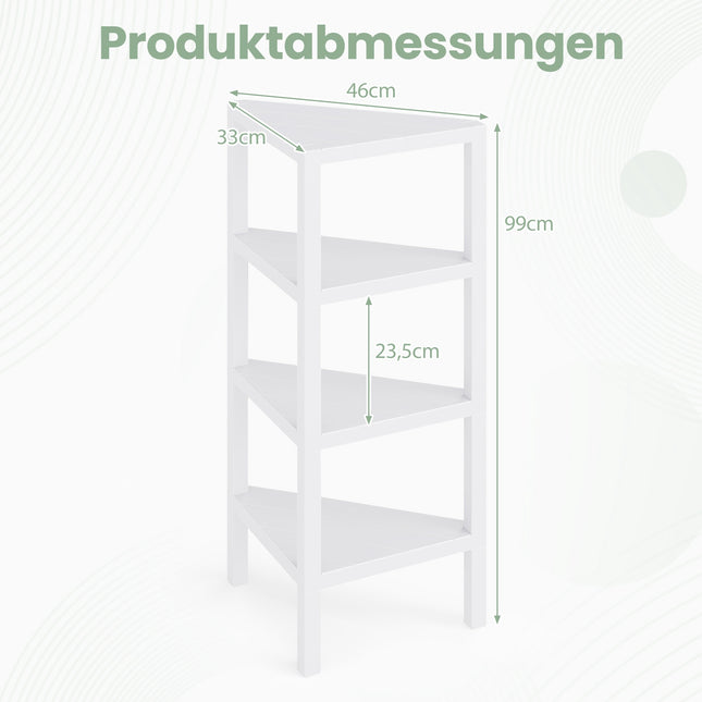 4-stöckiges Eckregal mit offenen Lamellenböden, Weiß