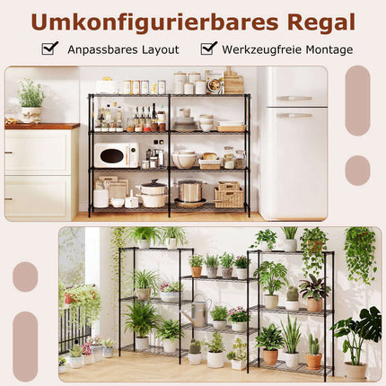 4-Tier Metal Storage Rack with Adjustable Shelves, 91x35x138.5 cm