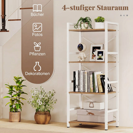4-stöckiges schmales Bücherregal mit Metallrahmen, 41,5x27,5x100 cm