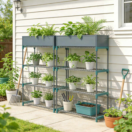 4-laags plantenstandaardset, staal voor binnen en buiten, 104 cm
