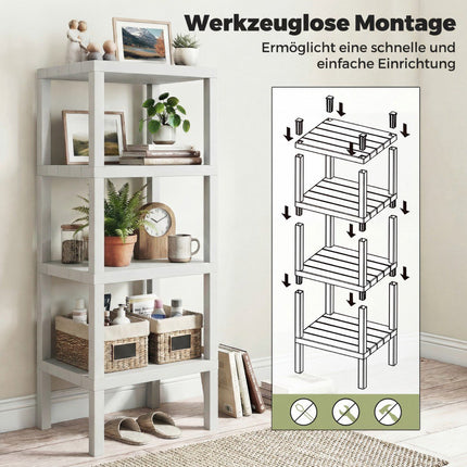 4-Tier Plastic Storage Shelf, White, 38x32.5x99 cm