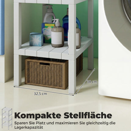 4-Tier Plastic Storage Shelf, White, 38x32.5x99 cm