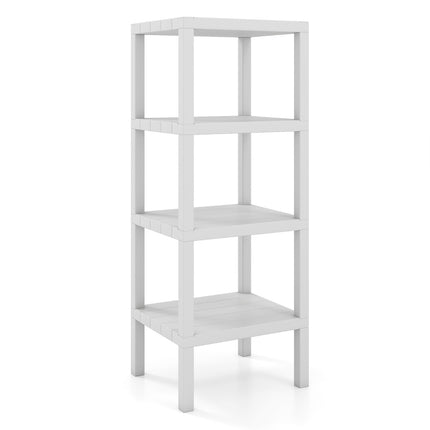 4-Tier Plastic Storage Shelf, White, 38x32.5x99 cm