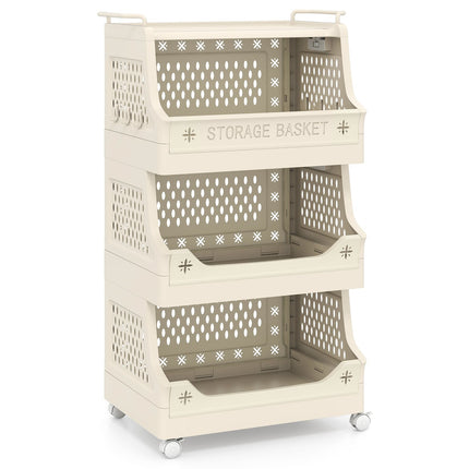 4-Tier Rolling Laundry Basket with Handles & Hooks