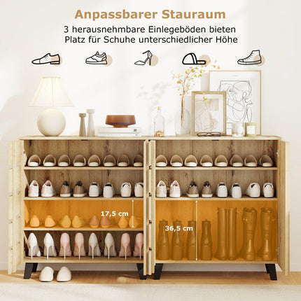 4-Tier Shoe Cabinet with Louvered Doors & Removable Shelves