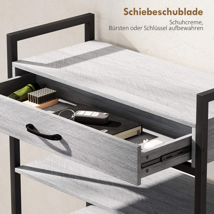4-stöckiges Schuhregal mit Schublade, für 9 Paar, Grau
