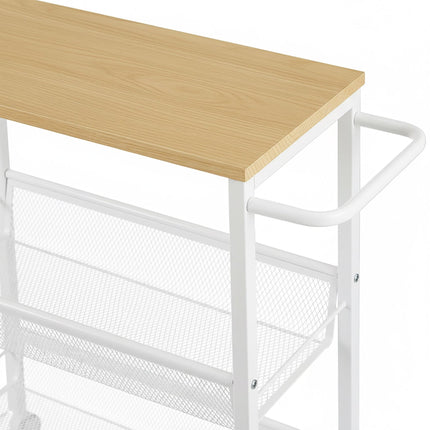 4-stöckiger schmaler Küchenwagen – Metall- & Holzoptik